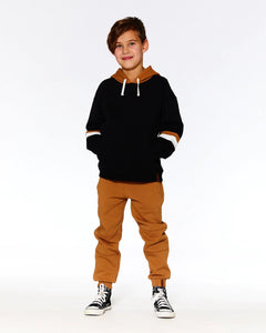 deux par deux Boys Fleece Hoodie With Quilted Pocket - Black