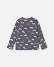 Load image into Gallery viewer, deux par deux Boys Share Printed Rhinoceros Jersey T-Shirt - Ebony Grey
