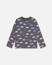 Load image into Gallery viewer, deux par deux Boys Share Printed Rhinoceros Jersey T-Shirt - Ebony Grey
