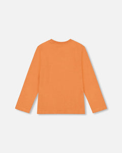 deux par deux Boys Jersey T-Shirt With Print - Burnt Orange