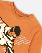 Load image into Gallery viewer, deux par deux Boys Jersey T-Shirt With Print - Burnt Orange
