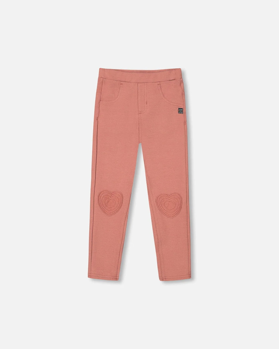 deux par deux Girls Fleece Treggings With Knee Patch - Pink Cinnamon