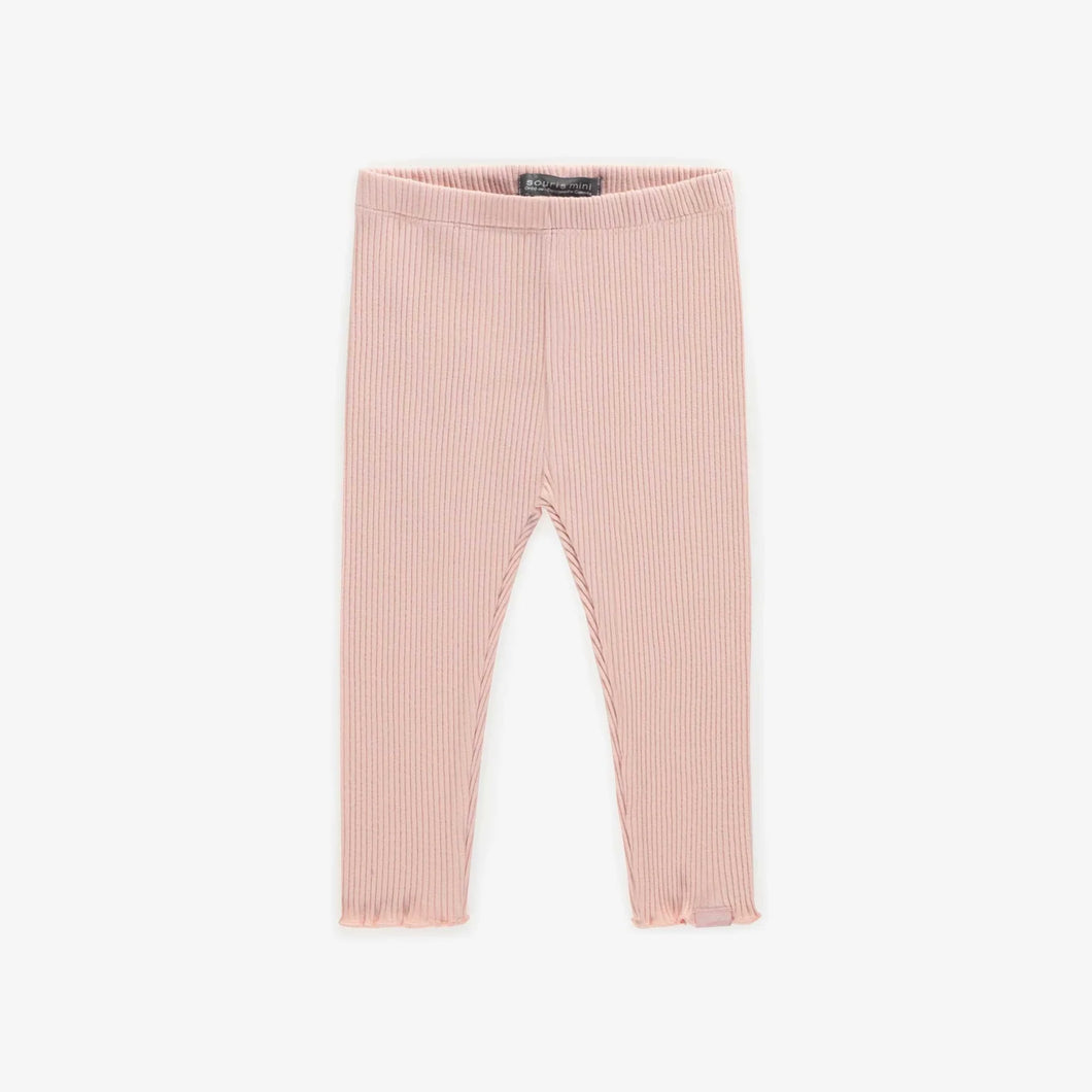 Souris Mini Baby Girls Ribbed Leggings - Pink
