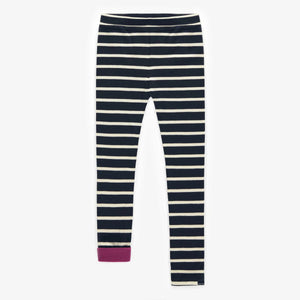 Souris Mini Girls Jersey Reversible Leggings - Navy & White Striped