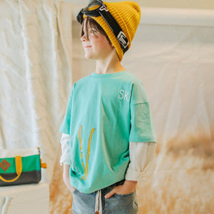 Souris Mini Boys Ski Fooler Sleeve T-Shirt - Turquoise