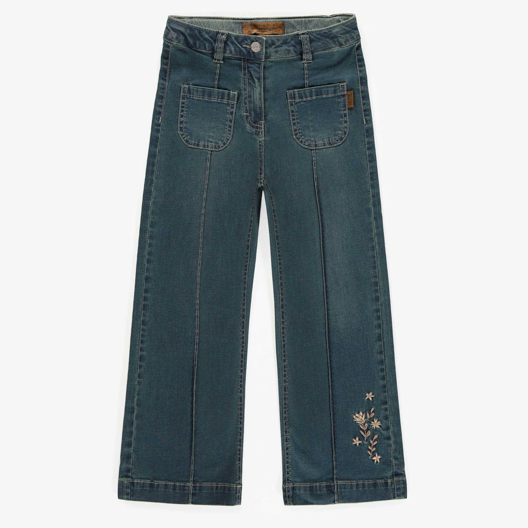 Souris Mini Girls Wide Leg Relaxed Fit Pants - Light Denim