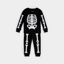 Load image into Gallery viewer, Petit Lem Skeleton Glow in the Dark Print on Black PJ
