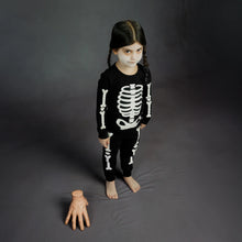 Load image into Gallery viewer, Petit Lem Skeleton Glow in the Dark Print on Black PJ
