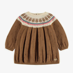 Souris Mini Baby Girls Knit Dress - Brown