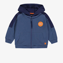 Load image into Gallery viewer, Souris Mini Baby Boys French Terry Colour Block Hoodie - Blue
