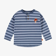 Load image into Gallery viewer, Souris Mini Boys Striped Henley Jersey T-Shirt - Blue
