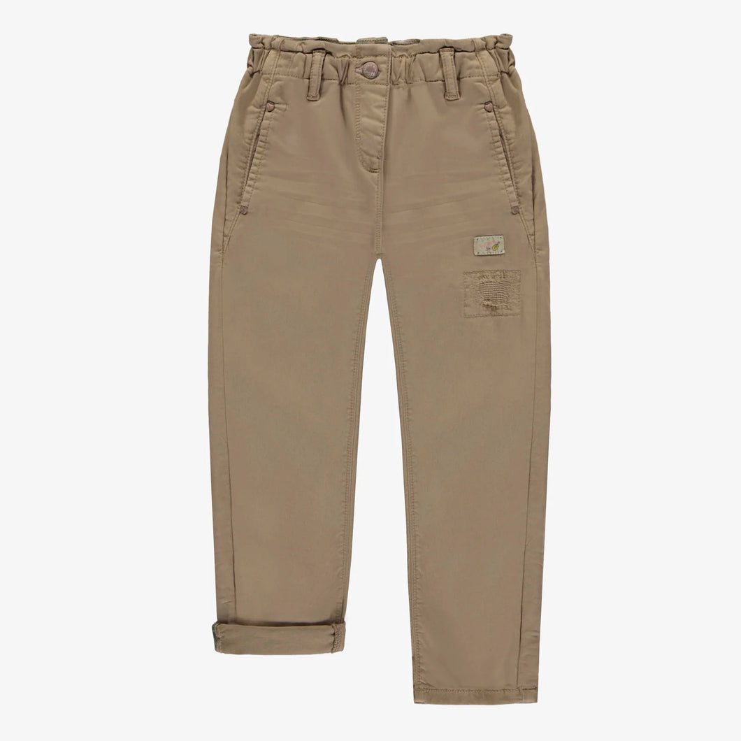 Souris Mini Girls Wide Fit Paperbag Waist Denim Pants - Sand