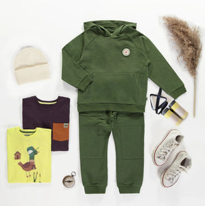 Souris Mini Boys Hoodie in French Terry - Green