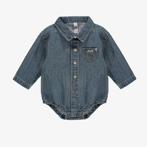 Souris Mini Baby Long Sleeve Denim Shirt - Medium Blue