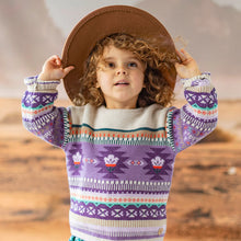 Load image into Gallery viewer, Souris Mini Baby Girls Knit Sweater - Beige &amp; Purple

