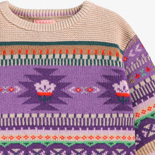 Load image into Gallery viewer, Souris Mini Baby Girls Knit Sweater - Beige &amp; Purple
