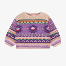 Load image into Gallery viewer, Souris Mini Baby Girls Knit Sweater - Beige &amp; Purple
