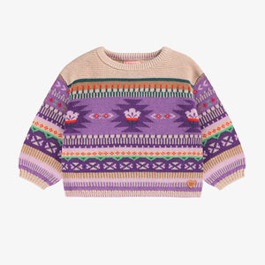 Souris Mini Baby Girls Knit Sweater - Beige & Purple