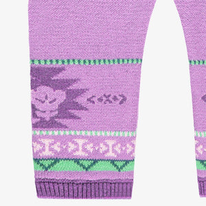 Souris Mini Baby Girls Patterned Knit Leggings - Purple