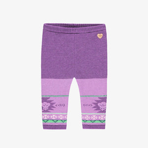 Souris Mini Baby Girls Patterned Knit Leggings - Purple