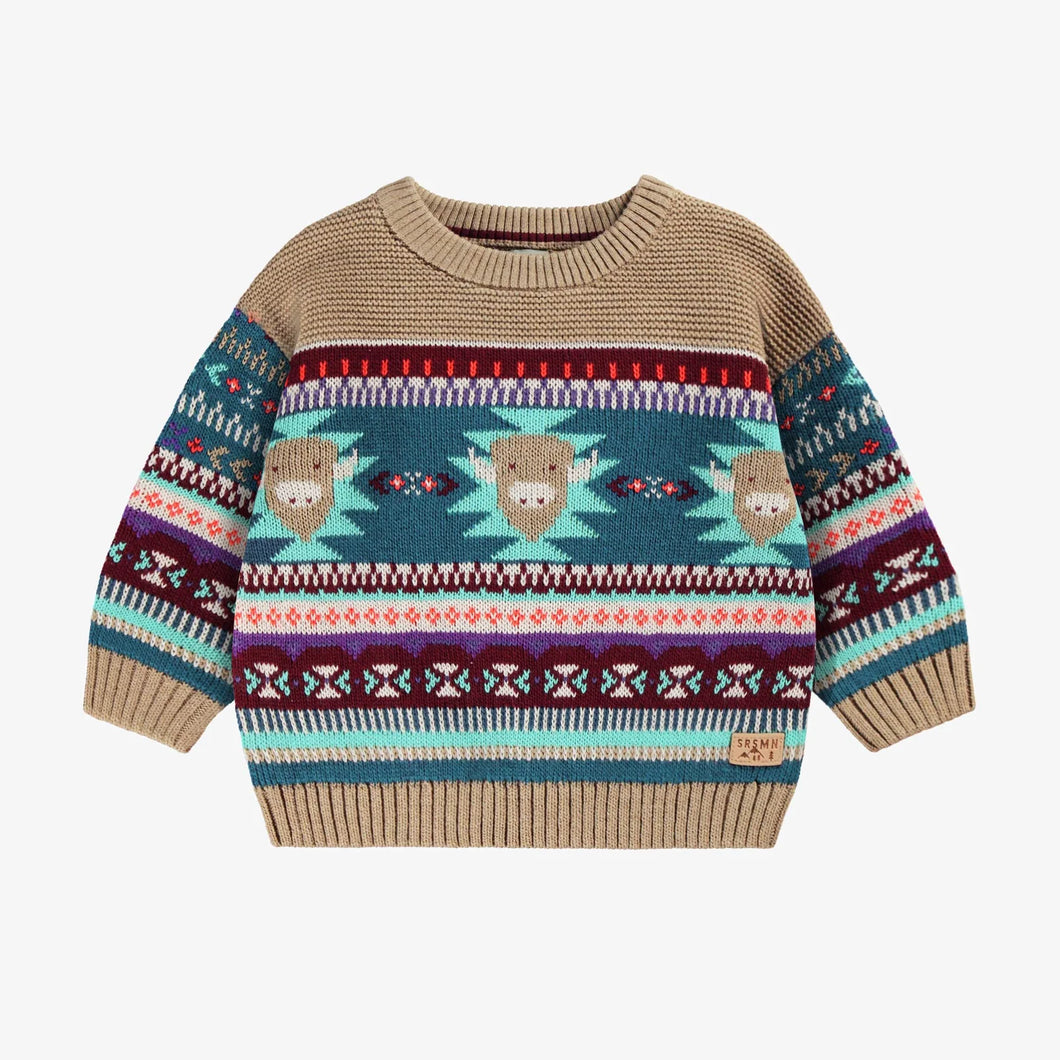 Souris Mini Baby Girls Knit Sweater - Beige