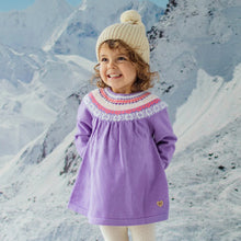 Load image into Gallery viewer, Souris Mini Baby Girls Patterned Knit Dress - Purple
