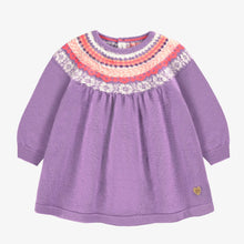 Load image into Gallery viewer, Souris Mini Baby Girls Patterned Knit Dress - Purple
