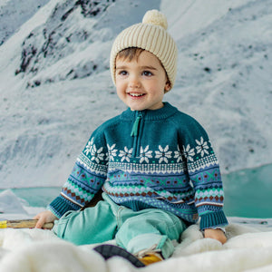 Souris Mini Baby Boys Knit Patterned Sweater - Teal