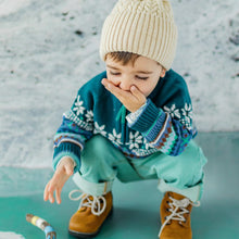 Load image into Gallery viewer, Souris Mini Baby Boys Knit Patterned Sweater - Teal
