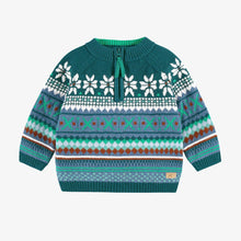 Load image into Gallery viewer, Souris Mini Baby Boys Knit Patterned Sweater - Teal
