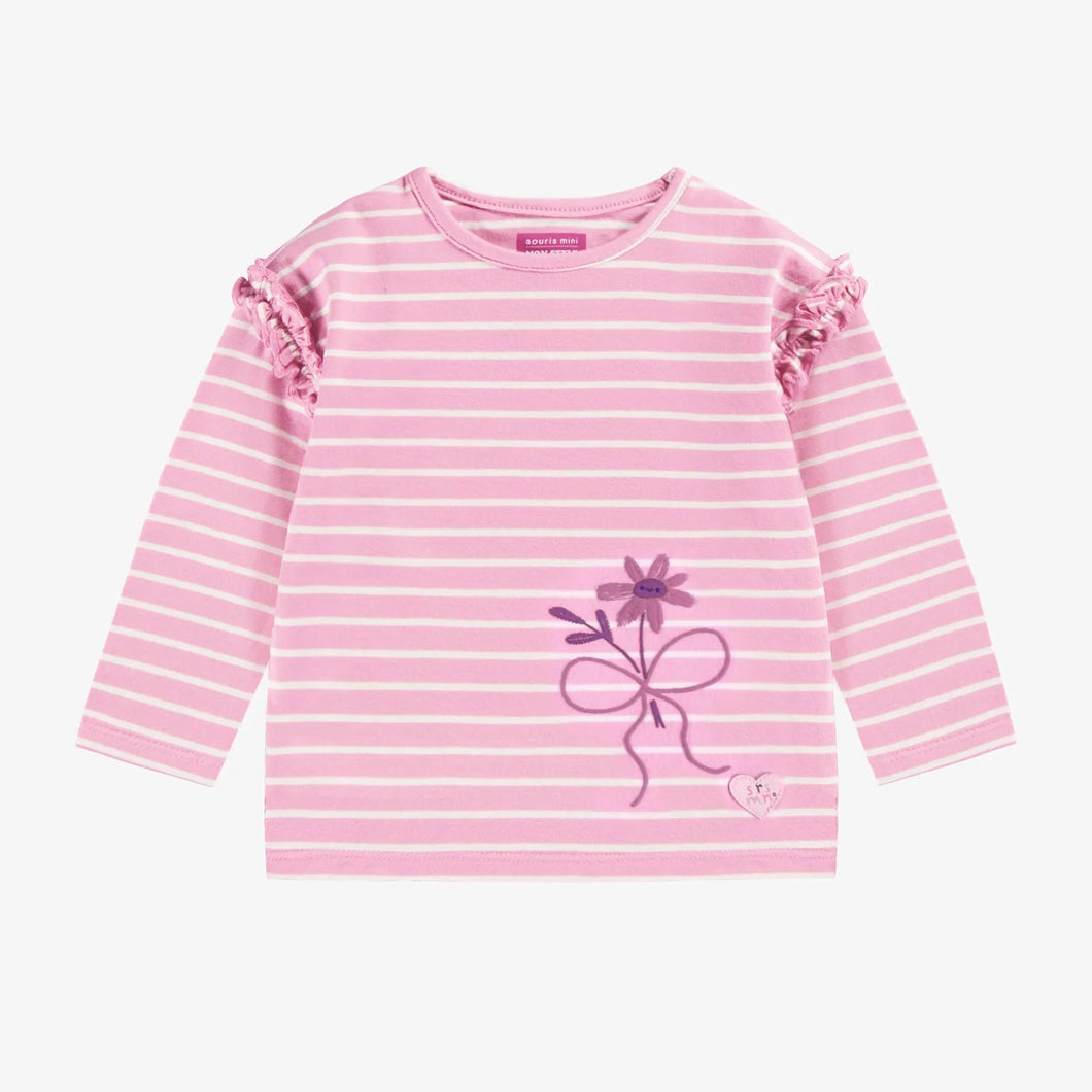 Souris Mini Baby Girls Striped T-Shirt - Lilac