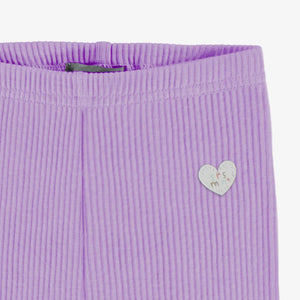 Souris Mini Baby Girls Ribbed Knit Leggings - Purple