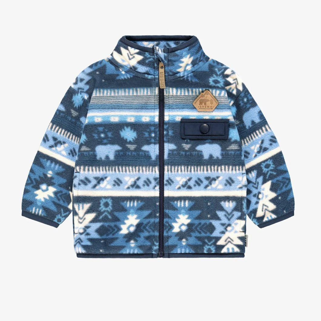 Souris Mini Baby/Toddler Boys Patterned Fleece Jacket - Blue