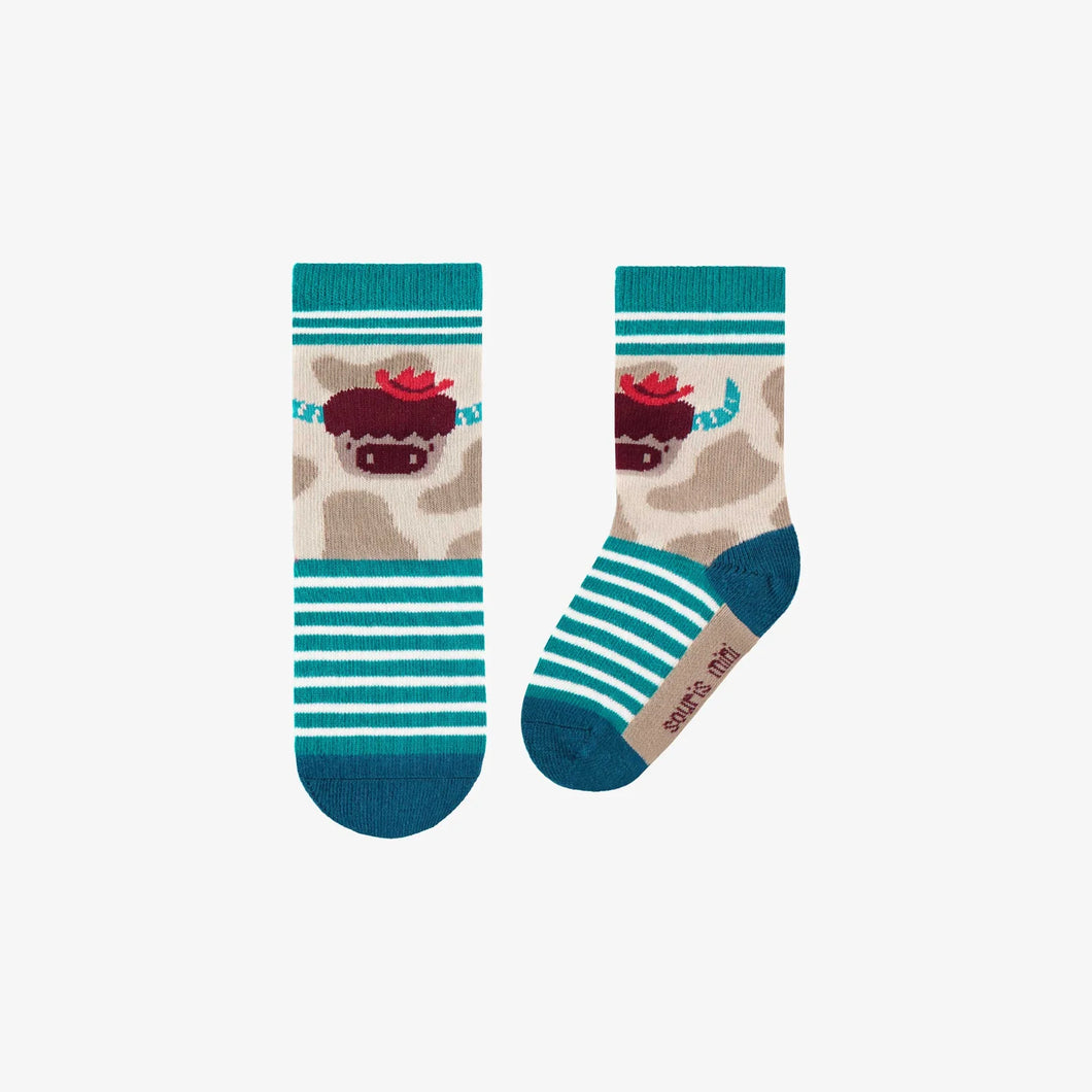 Souris Mini Baby Boys Patterned Socks - Sand