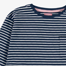 Load image into Gallery viewer, Souris Mini Girls Striped T-Shirt - Navy Blue

