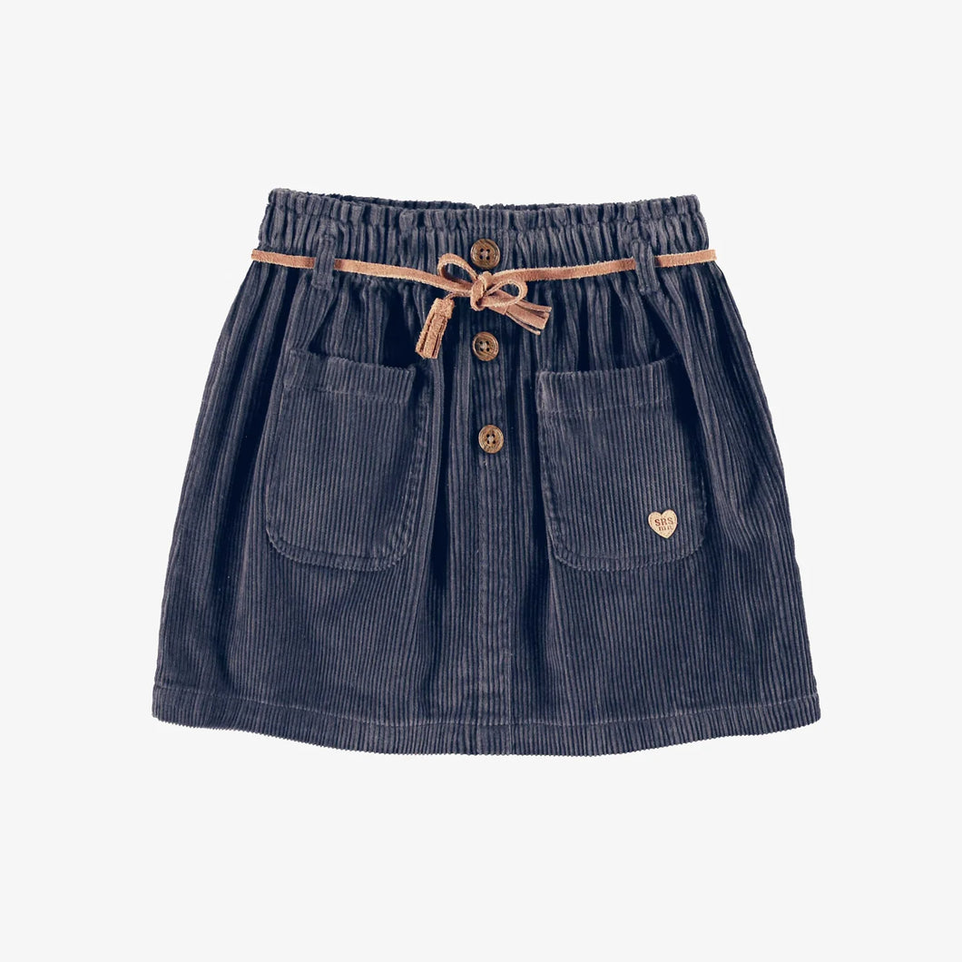 Souris Mini Girls Corduroy Skirt - Navy Blue
