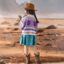 Load image into Gallery viewer, Souris Mini Girls Knit Cardigan - Beige &amp; Purple
