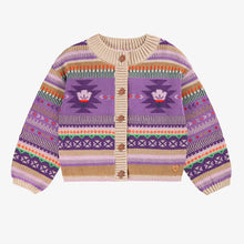 Load image into Gallery viewer, Souris Mini Girls Knit Cardigan - Beige &amp; Purple
