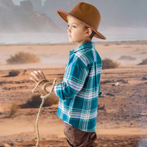 Souris Mini Boys Plaid Shirt - Turquoise