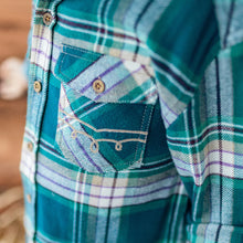 Load image into Gallery viewer, Souris Mini Boys Plaid Shirt - Turquoise
