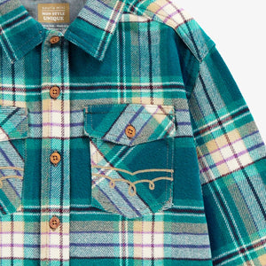 Souris Mini Boys Plaid Shirt - Turquoise