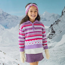 Load image into Gallery viewer, Souris Mini Girls Knit Patterned Sweater - Purple
