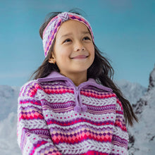 Load image into Gallery viewer, Souris Mini Girls Knit Patterned Sweater - Purple
