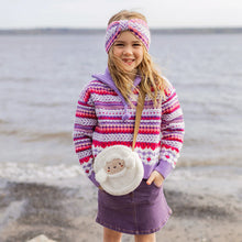 Load image into Gallery viewer, Souris Mini Girls Knit Patterned Sweater - Purple
