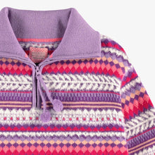 Load image into Gallery viewer, Souris Mini Girls Knit Patterned Sweater - Purple

