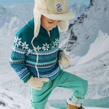 Load image into Gallery viewer, Souris Mini Boys Knit Patterned Sweater - Teal

