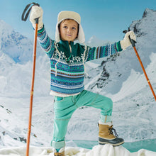 Load image into Gallery viewer, Souris Mini Boys Knit Patterned Sweater - Teal
