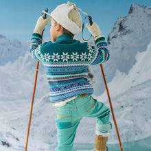 Load image into Gallery viewer, Souris Mini Boys Knit Patterned Sweater - Teal

