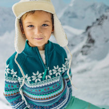 Load image into Gallery viewer, Souris Mini Boys Knit Patterned Sweater - Teal
