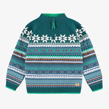 Load image into Gallery viewer, Souris Mini Boys Knit Patterned Sweater - Teal
